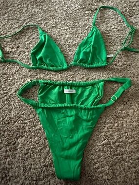 WeWoreWhat Green Bikini Top and Bottoms